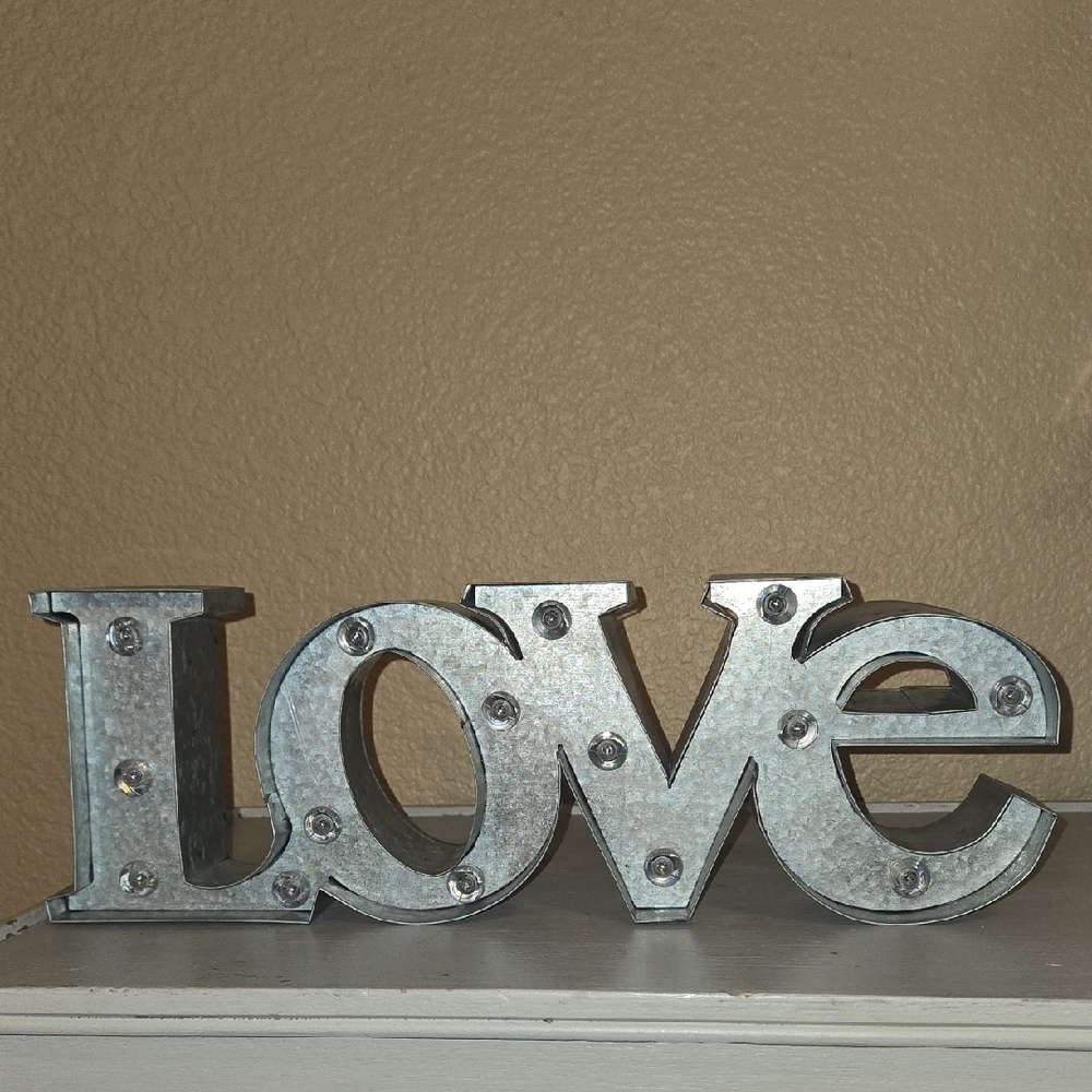 Metallic Love Sign with Lights